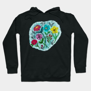 A BUNCH OF PRETTY COLORFUL FLOWERS _ DOODLES AND WATERCOLORS Hoodie